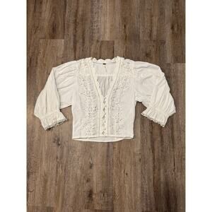 Free People Women’s Louella Embroidered Top Size XS
